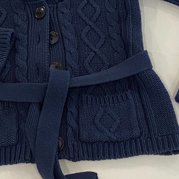 etam Women Cable Knit Blue Shawl Collar Knitted Buttoned Cardigan EU M, US S - Picture 6 of 8